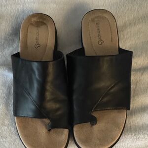 BareTraps Black Leather Mules